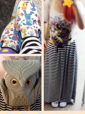 「MORN CREATIONSのMORN CREATIONS ミミズクリュック（バックパック/リュック、ホワイト系）」を使った、ぽんこつさん（レディース・161cm）の夏コーディネート