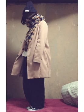 「RETRO GIRL（レトロガール）のアイテム（ニットキャップ/ビーニー）」を使った、さいとうさんさん（レディース・151cm）の冬コーディネート
