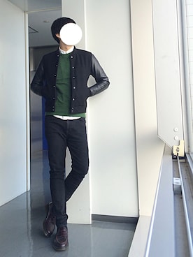 「JOURNAL STANDARD（ジャーナルスタンダード）のアイテム（スタジャン）」を使った、makさん（メンズ・177cm）の冬コーディネート