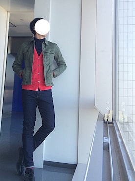 「MR.OLIVE（ミスターオリーブ）のアイテム（ミリタリージャケット）」を使った、makさん（メンズ・177cm）の冬コーディネート