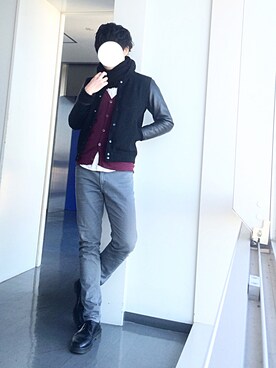 「JOURNAL STANDARD（ジャーナルスタンダード）のアイテム（スタジャン）」を使った、makさん（メンズ・177cm）の冬コーディネート