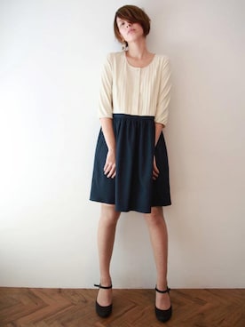 「Vinyl（ヴァイナル）のアイテム」を使った、伊藤クリスさん（レディース・163cm）の冬コーディネート