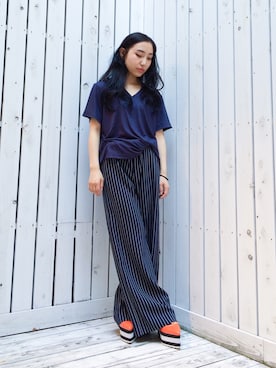 「G.V.G.V.（ジーヴィージーヴィー）のアイテム（パンツ）」を使った、ayakaさん（レディース・145cm）の夏コーディネート