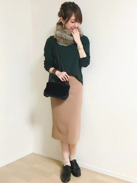 「ファースヌード」｜「アイテム（レッグウェア）」を使った、memeさん（レディース・158cm）の秋コーディネート