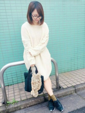 「new balance 996」｜「アイテム（ワンピース/ドレス）」を使った、memeさん（レディース・158cm）の秋コーディネート
