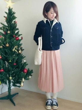 「Lee（リー）のアイテム（ライダースジャケット）」を使った、memeさん（レディース・158cm）の冬コーディネート