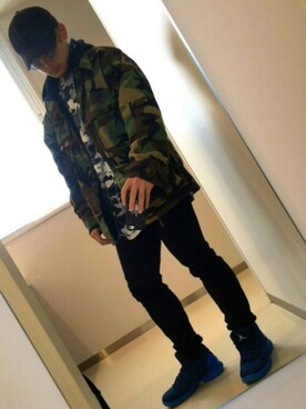 「Jordan」｜「アイテム（ミリタリージャケット）」を使った、chihiroさん（メンズ・163cm）の秋コーディネート