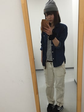 「青シャツ」｜ai*･さん（レディース・161cm）の春コーディネート