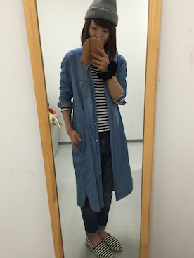 「青シャツ」｜ai*･さん（レディース・161cm）の春コーディネート