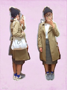 「PAR ICI」｜「アイテム（トレンチコート）」を使った、ぽんずさん（レディース・159cm）の秋コーディネート