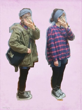 「w closet（ダブルクローゼット）のアイテム（モッズコート）」を使った、ぽんずさん（レディース・159cm）の冬コーディネート