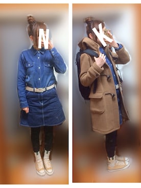 「ロング丈ダッフル」｜「アイテム（ジャケット/アウター）」を使った、ぽんずさん（レディース・159cm）の春コーディネート