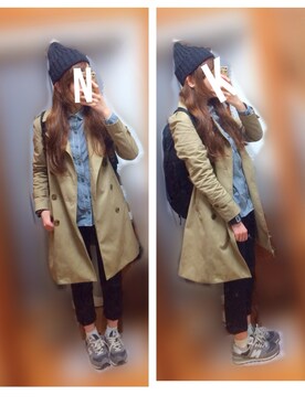 「PAR ICI」｜「アイテム（トレンチコート）」を使った、ぽんずさん（レディース・159cm）の春コーディネート