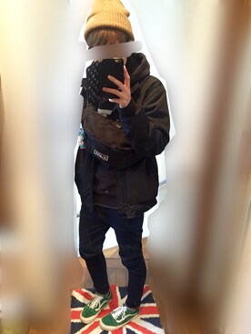 「MXMXM」｜「アイテム（ブルゾン）」を使った、ぴよひこさん（レディース・160cm）の冬コーディネート