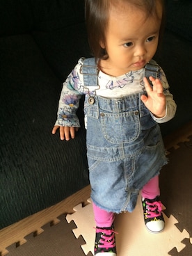 「GLOBAL WORK（グローバルワーク）のアイテム（オールインワン・サロペット）」を使った、shi-chanさん（キッズ・80cm）の秋コーディネート