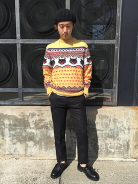 「ネコ」｜「アイテム（モカシン/デッキシューズ）」を使った、HIDEさん（メンズ・172cm）の秋コーディネート