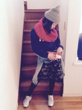 「WEGO（ウィゴー）のアイテム（スカート、グリーン系）」を使った、Misato Matsumotoさん（レディース）の冬コーディネート