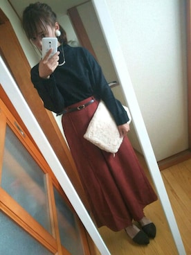 「Afrikataroのpumps（パンプス、ブラウン系）」を使った、あゆみさん（レディース・158cm）の秋コーディネート