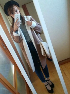 「selectmocaのアイテム（ニット/セーター、グレー系）」を使った、あゆみさん（レディース・158cm）の秋コーディネート