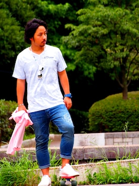 「MCD（エムシーディー）のアイテム（パンツ）」を使った、GーLANDさん（メンズ・175cm）の夏コーディネート