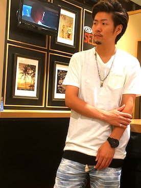 「MCD（エムシーディー）のアイテム（パンツ）」を使った、GーLANDさん（メンズ・175cm）の夏コーディネート