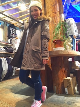 「GOTCHA（ガッチャ）のアイテム（帽子）」を使った、GーLANDさん（レディース・155cm）の秋コーディネート