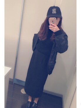 「RETRO GIRL（レトロガール）のアイテム（ナイロンジャケット）」を使った、rihoさん（レディース・158cm）の秋コーディネート