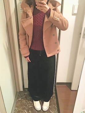 「And A（アンドエー）のアイテム（ピーコート）」を使った、ちっちさん（レディース・160cm）の冬コーディネート