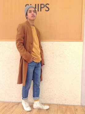 「デニムスキニーパンツ」｜須田さん（メンズ・174cm）の冬コーディネート