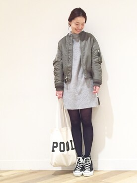 「CLANE（クラネ）のアイテム（MA-1）」を使った、Axxbimilさん（レディース・165cm）の冬コーディネート