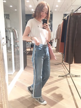 「HARE（ハレ）のアクリルＢＩＧフープピアス（HARE）（ピアス（両耳用））」を使った、Axxbimilさん（レディース・165cm）の夏コーディネート