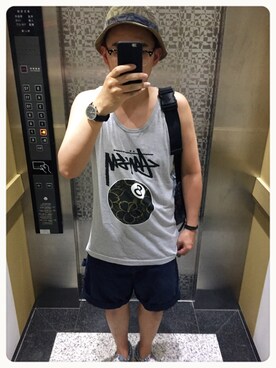 「Less Taiwan（レスタイワン）のアイテム（帽子）」を使った、施政次さん（メンズ・178cm）の春コーディネート