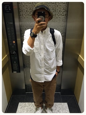 「LESS（レス）のアイテム（帽子）」を使った、施政次さん（メンズ・178cm）の秋コーディネート