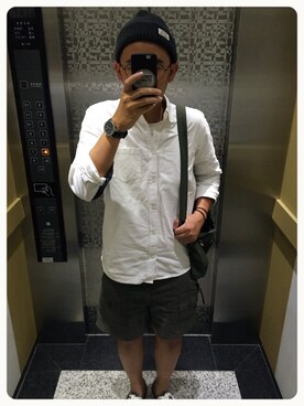 「CHUMS（チャムス）のアイテム（シューズ）」を使った、施政次さん（メンズ・178cm）の秋コーディネート