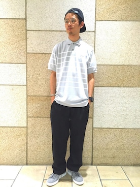 「BEAUTY&YOUTH UNITED ARROWS（ビューティーアンドユースユナイテッドアローズ）のBYbyカネコオプティカル METAL TYPE-I（メガネ、シルバー系）」を使った、Takuya Hondaさん（メンズ・176cm）の夏コーディネート