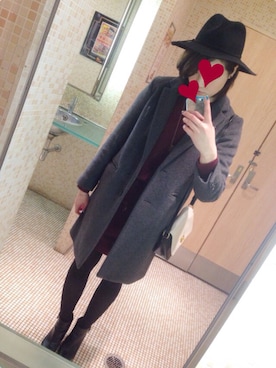 「GLOBAL WORK（グローバルワーク）のフェルトナカオレＨＡＴ/565115（ハット）」を使った、なっちゃんさん（レディース・171cm）の冬コーディネート
