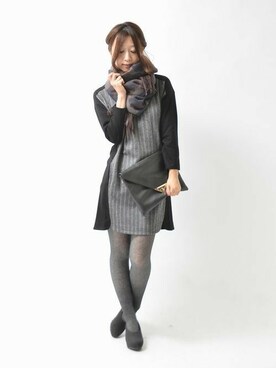 「オールグレー」｜「アイテム（パンプス）」を使った、fujii(and it_OFFICE)さん（レディース・162cm）の秋コーディネート