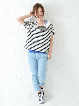 「ボーダーTシャツ」｜fujii(and it_OFFICE)さん（レディース・162cm）の春コーディネート