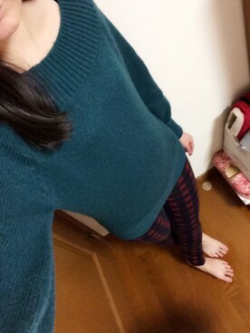 「Honeys（ハニーズ）のアイテム（ニット/セーター、グリーン系）」を使った、まきぴよさん（レディース・162cm）の春コーディネート