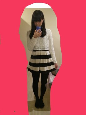 「rienda（リエンダ）のアイテム（ワンピース、ブラック系）」を使った、まきぴよさん（レディース・162cm）の春コーディネート