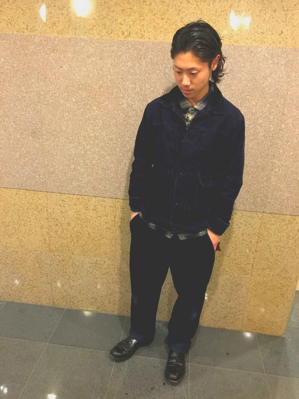 「コーデュロイ、ワントーン」｜「BARNSのアイテム（その他アウター、ブルー系）」を使った、Ryo7777さん（メンズ・168cm）の秋コーディネートの1枚目の写真