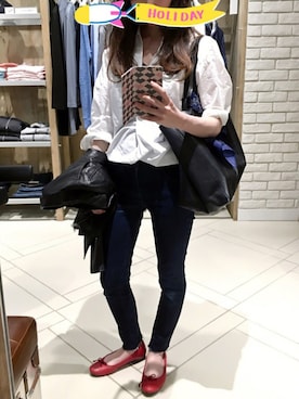 「セリーヌ」｜「アイテム（ライダースジャケット）」を使った、CHI♡さん（レディース・154cm）の春コーディネート