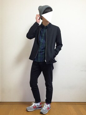 「GU（ジーユー）の（GU）スキニーフィットジーンズ（MEN ⁄ ジーンズ）」を使った、Mochiさん（メンズ・170cm）の冬コーディネート