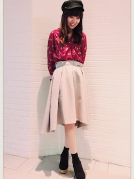 「TITTY&CO.（ティティーアンドコー）のアイテム（ハンチング/ベレー帽）」を使った、SAYAKAさん（レディース・168cm）の冬コーディネート