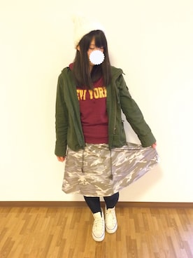 「AS KNOW AS plus（アズノゥアズプラス）のアイテム（マウンテンパーカー）」を使った、あゆちょんさん（レディース・152cm）の秋コーディネート