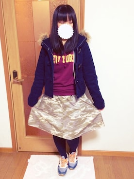「AS KNOW AS plus（アズノゥアズプラス）のアイテム（マウンテンパーカー）」を使った、あゆちょんさん（レディース・152cm）の秋コーディネート