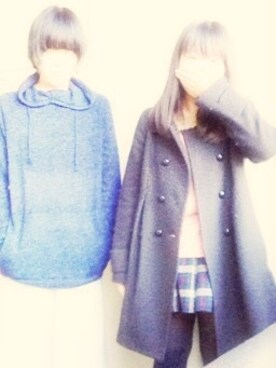 「PROPORTIONのニット：無地（ニット/セーター、ピンク系）」を使った、あゆちょんさん（レディース・152cm）の冬コーディネート