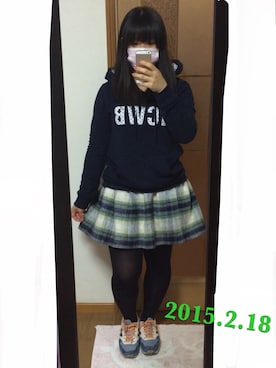 「Rodeo Crowns（ロデオクラウンズ）のアイテム（マウンテンパーカー）」を使った、あゆちょんさん（レディース・152cm）の冬コーディネート