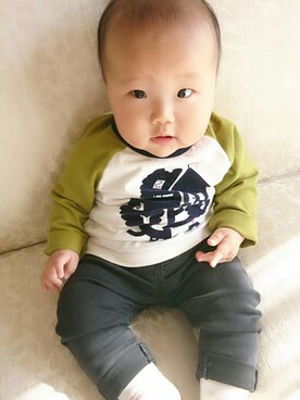 「H&M baby」｜「アイテム（帽子）」を使った、HARUHARUさん（キッズ・70cm）の冬コーディネート