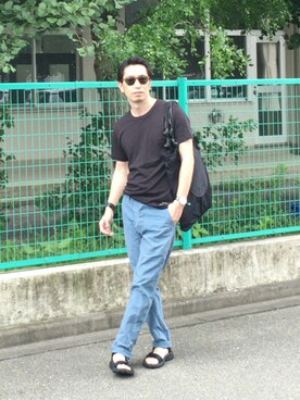 「Marc by Marc Jacobs（マークバイマークジェイコブス）のアイテム（Tシャツ/カットソー）」を使った、Hiさん（メンズ・170cm）の夏コーディネート